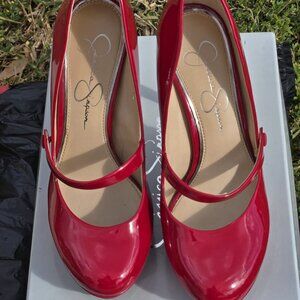 Jessica Simpson | Red | Platform Pumps. 4-inch heel | Used.